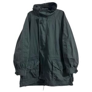 Banana Republic Mens Vintage 90s Green Hooded Safari Cargo Field Jacket Sz L